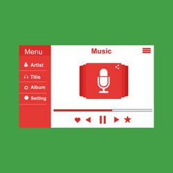 media player application app template with flat vector image