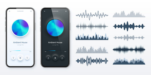 Online audio player user interface smartphone app vector