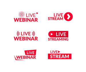 Live broadcasting logos streaming icons Royalty Free Vector