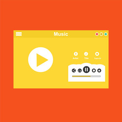 media player application app template with flat vector