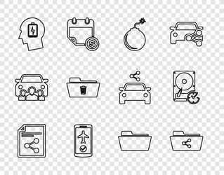 set line share file folder bomb ready to explode vector image