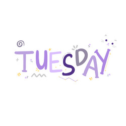 Awesome tuesday weekday typography doodle vector