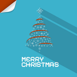 blue merry christmas background with paper tree vector