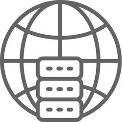 Global hosting server data centre line icon vector