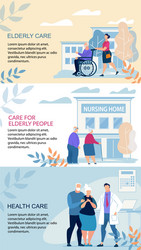 informative poster inscription elderly care flat vector