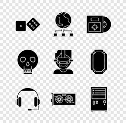 set game dice computer network cd dvd disk vector image