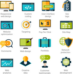 web development icons set vector