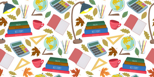 back to school flat horizontal seamless Vector Image