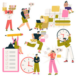 multitasking people character doing multiple task vector image