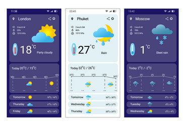 weather temperature mobile app and web interface vector