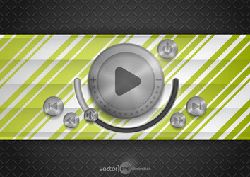 Abstract technology app icon with music button vector