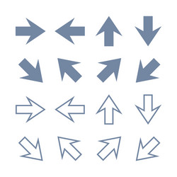 Arrow icons set flat line Royalty Free Vector Image