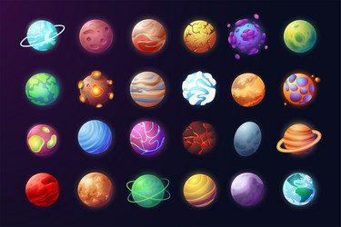 cartoon planets space game objects colorful vector