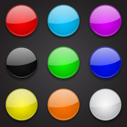 Colored glass 3d buttons round icons on black vector