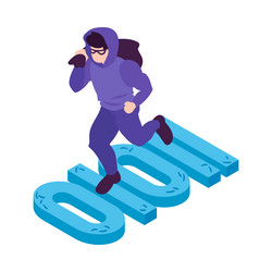 Hacker Isometric Concept vector image