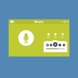 Media player application app template with flat vector