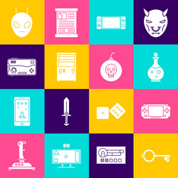 set ancient key for game portable video console vector image