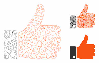 thumb up mesh network model and triangle vector image
