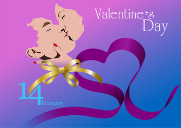 Valentine s day background with and kissing vector