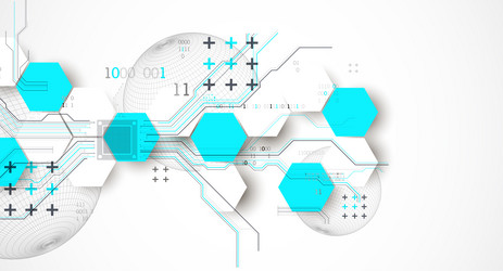 abstract circuit board background with hexagons vector image