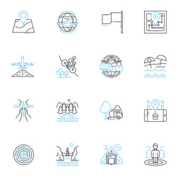 map-based navigation linear icons set gps vector image