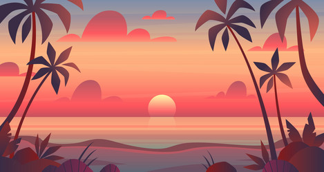sea sunset evening or morning view of sun above Vector Image
