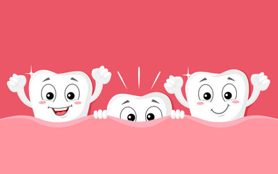 cartoon teeth grow funny characters dental health vector