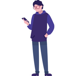 man character using mobile phone icon vector