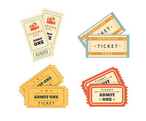 Retro double tickets set vector