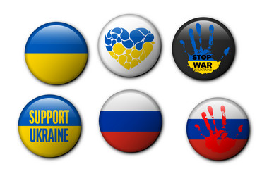 Support ukraine badge template collection vector