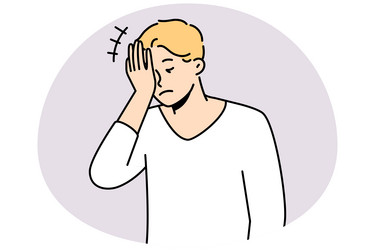 Frustrated man make face palm gesture vector