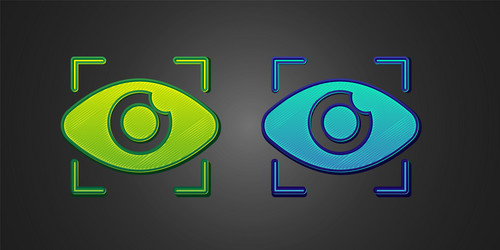 green and blue big brother electronic eye icon vector