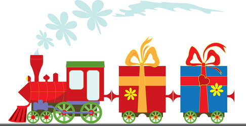 Train and two wagon carts Royalty Free Vector Image
