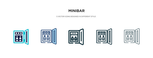 minibar icon in different style two colored vector image