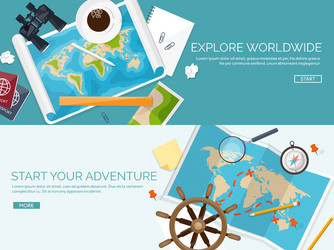 travel and tourism flat style world earth map vector