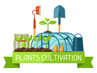 Concept with agriculture objects instruments vector