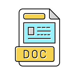 doc file format document color icon vector image