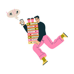 multitasking man character doing multiple task vector image