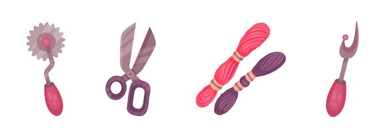 Different sewing tools and equipment Royalty Free Vector