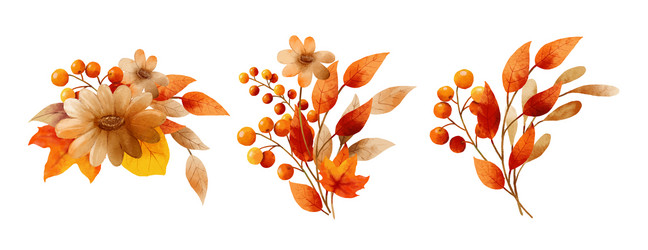 Watercolor Autumn Floral Bouquet Vector Image