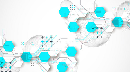 abstract circuit board background with hexagons vector image