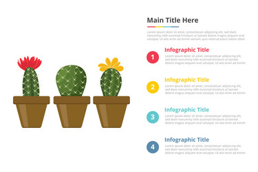 Cactus infographics template with 4 points vector