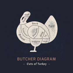 cutting turkey meat painted in a flat vector