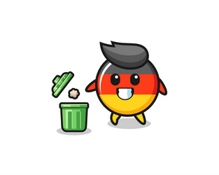 Germany flag throwing garbage in the trash can vector