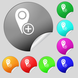 map pointer icon sign set of eight multi colored vector image