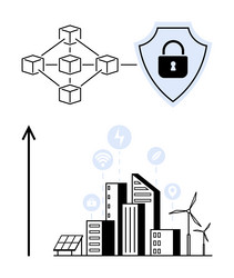 securing smart cities blockchain integration vector image