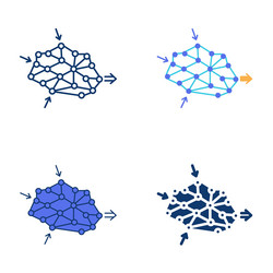 neural network icon set in flat and line style vector