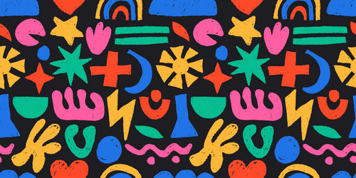 doodle naive shapes pattern seamless print vector image