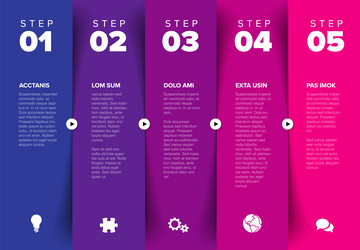 five progress block steps template vector image