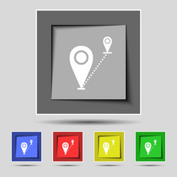 Map pointer icon sign on the original five colored vector